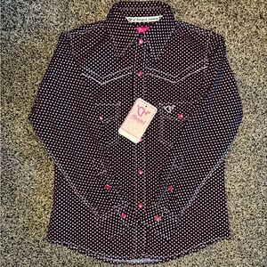 Cowgirl Hardware Donut Print Long Sleeve Pearl Snap, size S (024G)